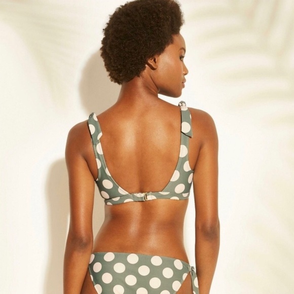 Target Olive & Cream Polka Dot Swimsuit - Picture 2 of 4